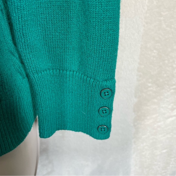 Talbots green cable knit sweater women’s medium petite lambswool blend - Picture 5 of 7